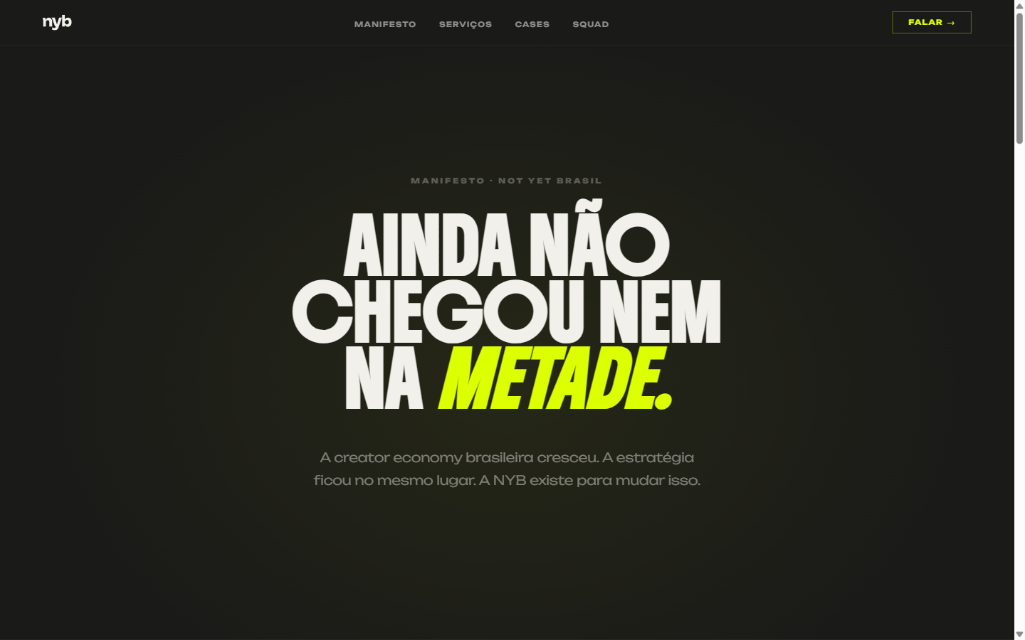 Página Manifesto — Ainda não chegou nem na metade